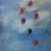 Tableau de Sybille Avril : ballons dans le ciel